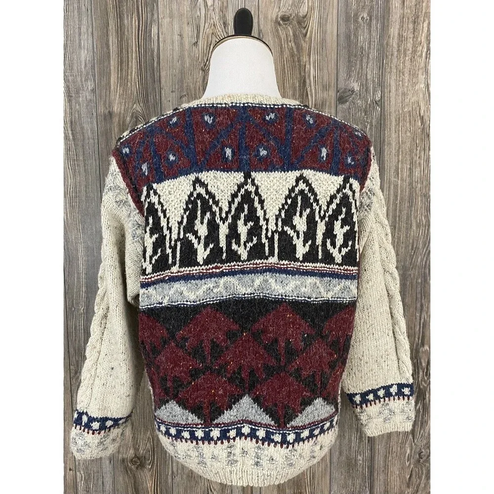 Vintage‎ Woolrich Hand Knit Sweater Men's L Wool Blend Cozy Cabincore Nordic